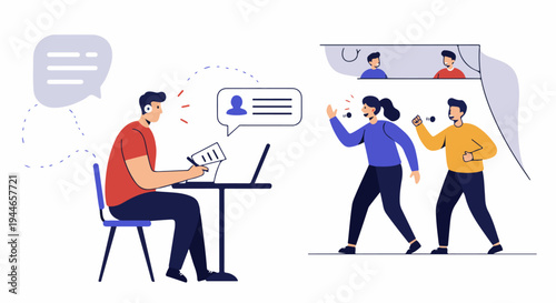Customer Support Agent Dealing with Angry Customers and Conflict Resolution in Remote Communication or Online Consultation