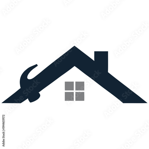 A wrench integrated into the design of a house icon with windows