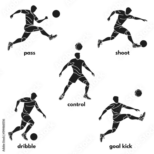 Professional Soccer Club Logo with Football and Shield Vector Illustration. Modern Football Championship League Badge Emblem on Dark Background.