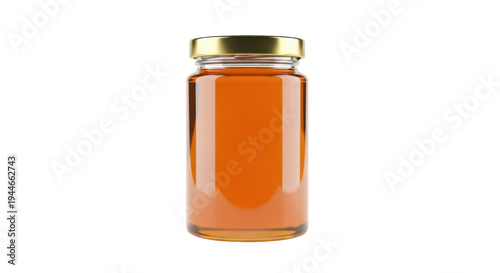 Fotografía Jar of golden honey isolated PNG on transparent background, sweet natural food f