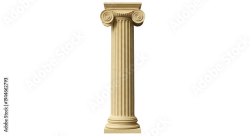 Fotografie Elegant ionic column isolated PNG on transparent background, classical architect