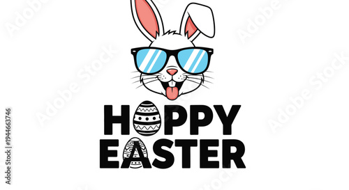 A cartoon bunny wearing sunglasses wishes everyone a happy.