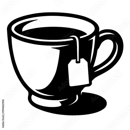Tea Cup with Teabag Vector Icon - Classic Symbol for Tea and Hot Beverage