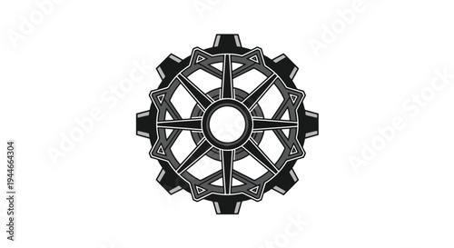 Intricate metal gear wheel design element.