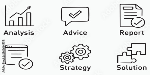 Business icons set for analytics communication design with mail phone and internet symbols