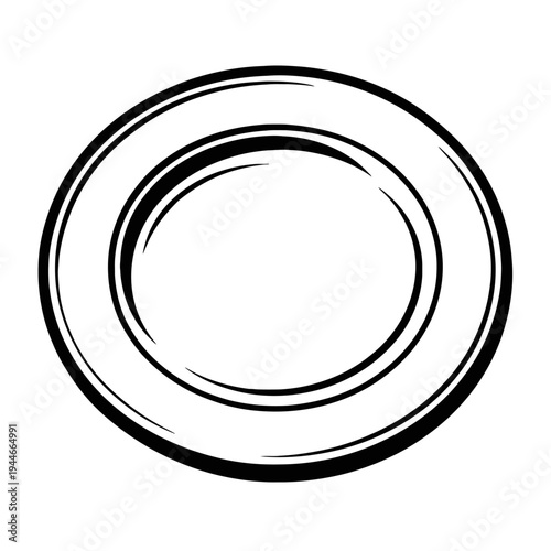 Vector Icon of a Blank Dinner Plate - Empty Round Dish
