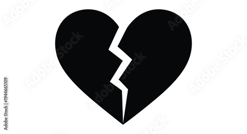 Stylized vector illustration of a split heart symbol representing loss, sadness, and emotional distress.