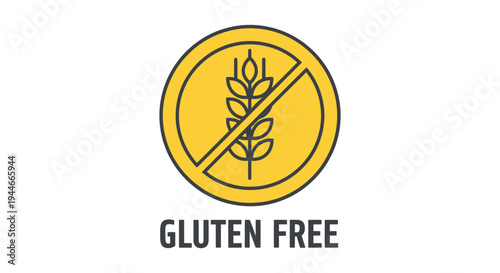Simple vector graphic illustration design for gluten free food product labeling and certification