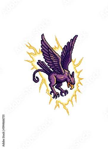 Mechanical bird of prey generating energy on black background