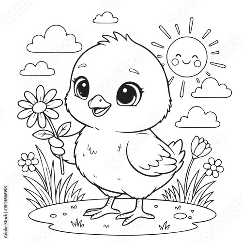 activity, baby chick, basket, black and white, bold lines, bunny, cartoon, chick, children, classroom, clipart, coloring book, coloring page, craft, cute, cute animals, doodle, easter, easter bunny, e