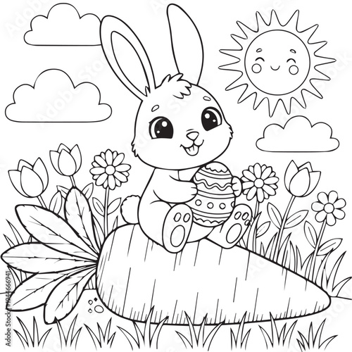activity, baby chick, basket, black and white, bold lines, bunny, cartoon, chick, children, classroom, clipart, coloring book, coloring page, craft, cute, cute animals, doodle, easter, easter bunny, e