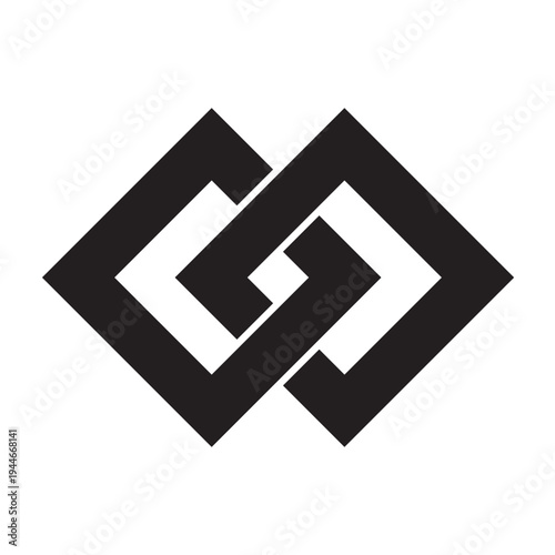 日本の伝統的な器物紋の家紋「釘抜き紋」のイラストベクターデータ