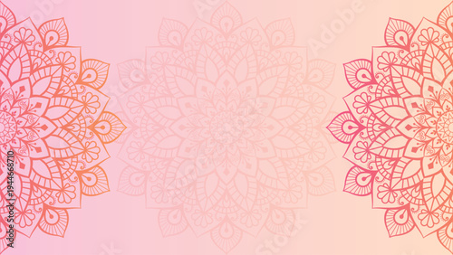 Dreamy gradient wallpaper with mandala pattern. Vector background for yoga, meditation poster.