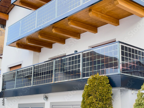 Vertical Solar Panels Integrated into Balcony Railings, Sustainable Architecture