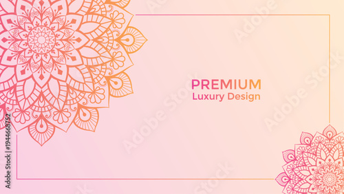 Dreamy gradient wallpaper with mandala pattern. Vector background for yoga, meditation poster.
