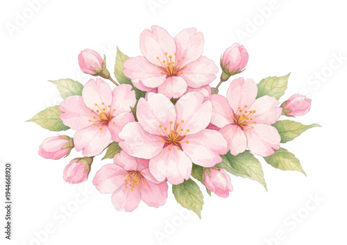 PNG Delicate watercolor cherry blossoms illustration.