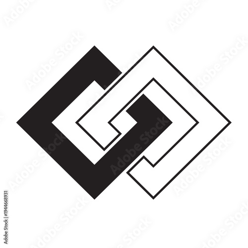 日本の伝統的な器物紋の家紋「釘抜き紋」のイラストベクターデータ