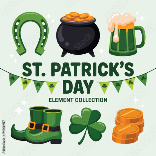 St Patricks Day Collection with Green Boots Beer Mug and Gold Coins