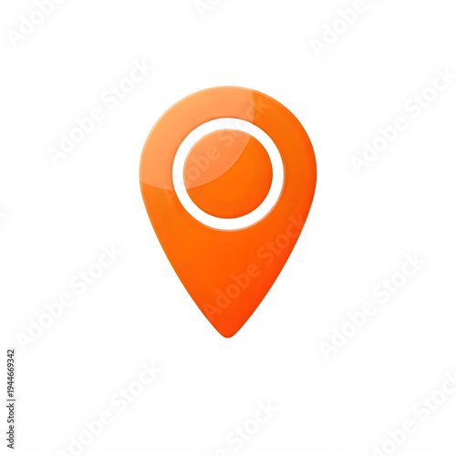 Bright orange map marker pin with a circular center and a drop shadow isolated on white background Free Download Bright orange map marker pin with a circular center and a drop shadow isolated on white background - GFXLoad