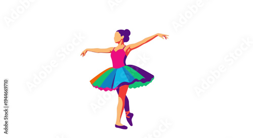 Ballet Dancer in Colorful Tutu - Dynamic Pose, WPAP Style
