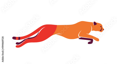 Stylized Cheetah Running Silhouette, Abstract Animal Motion, Vibrant Colors