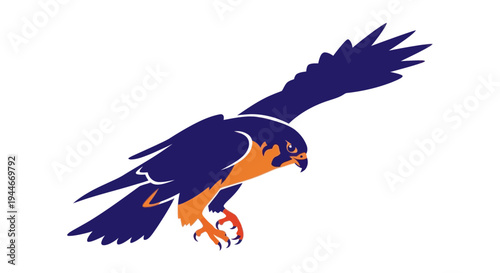 Majestic Falcon Bird of Prey Flying Isolated on White Background
