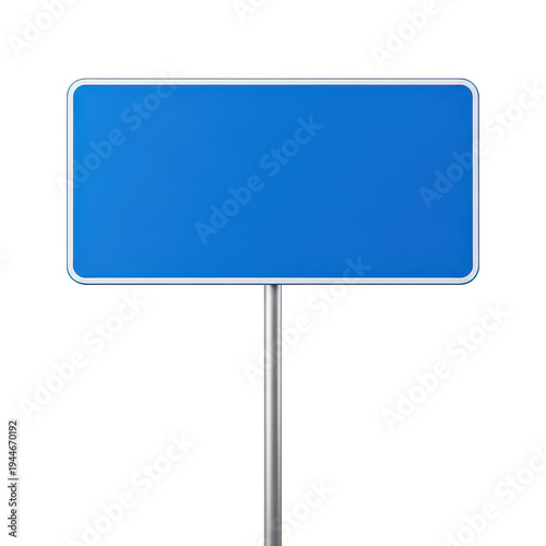 A blue rectangular road sign attached to a pole