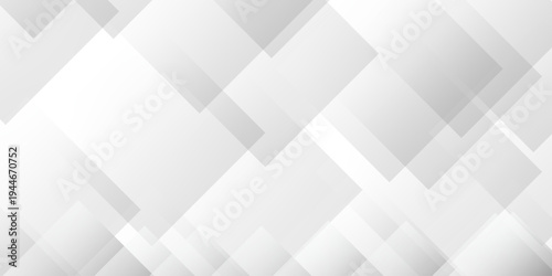 Abstract minimal geometric white and gray light background design. white transparent material in triangle diamond and squares shapes in random geometric pattern.	