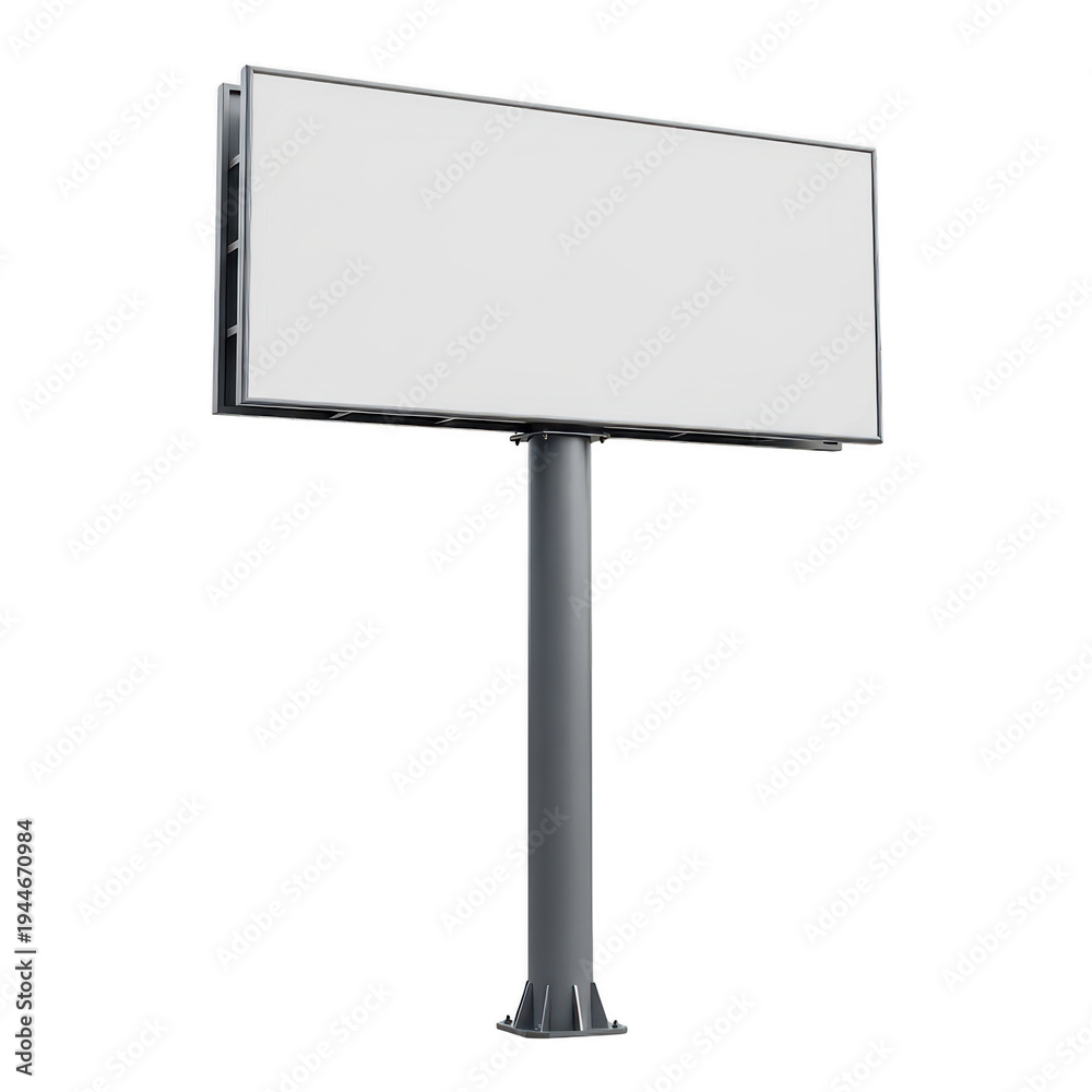 Obraz premium A blank billboard standing on a metal pole against a plain background