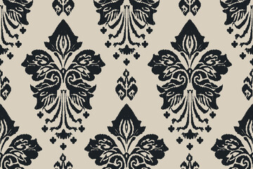 Papier peint photo Style bohème Médaillon ikat monochrome bohème asiatique  © supachai