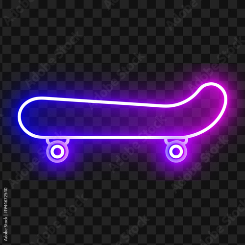 Neon Skateboard Glow Vector Illustration