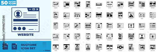 Website Duotone Editable Icons set