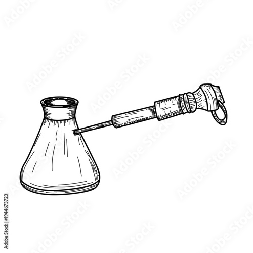 Vintage Hand-Drawn Turkish Coffee Pot