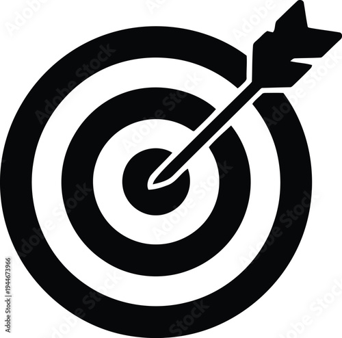 Dart on Target Icon – Business Goal Achievement Vector Symbol