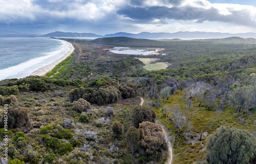 Canvas Print The neck views from Queen elizabeth track in Bruny island, Tasmania
