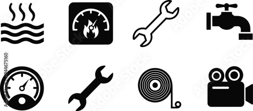 Industrial tools vector icon set Vector