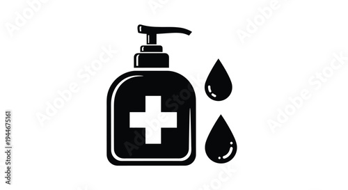 Hand sanitizer dispenser with medical cross and liquid drops