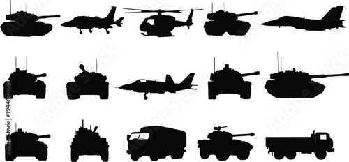 Military vehicle icon set Vector