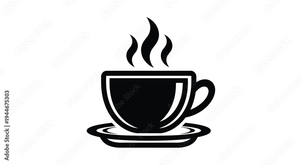 Obraz premium Steaming hot coffee cup icon
