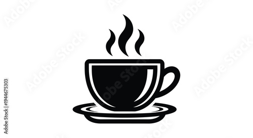 Steaming hot coffee cup icon