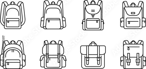 Backpack icon set Vector