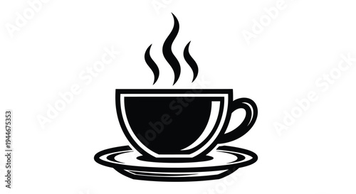Steaming hot coffee cup icon