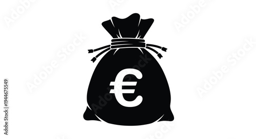 Black money bag with euro symbol