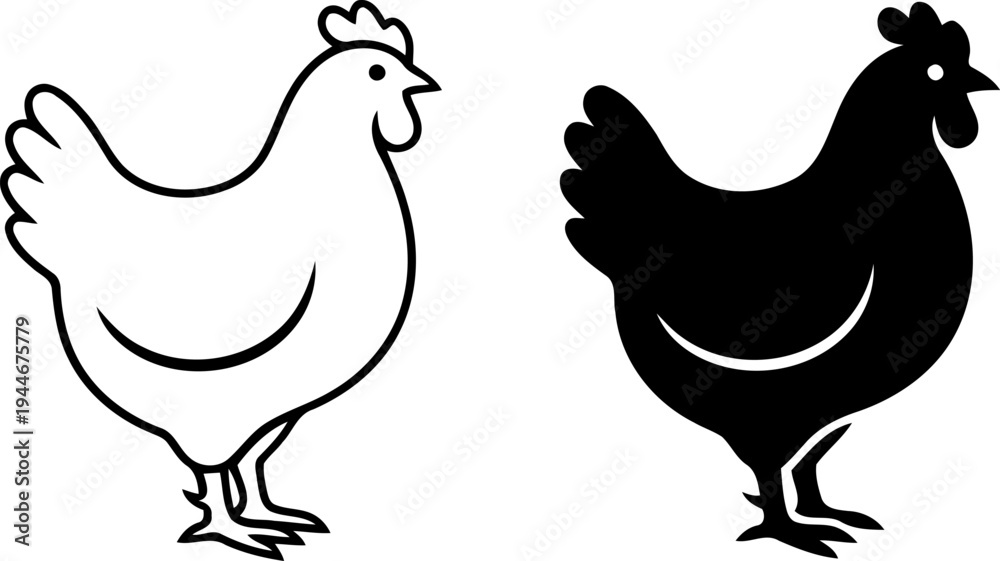Fototapeta premium Chicken Icon Pair Vector