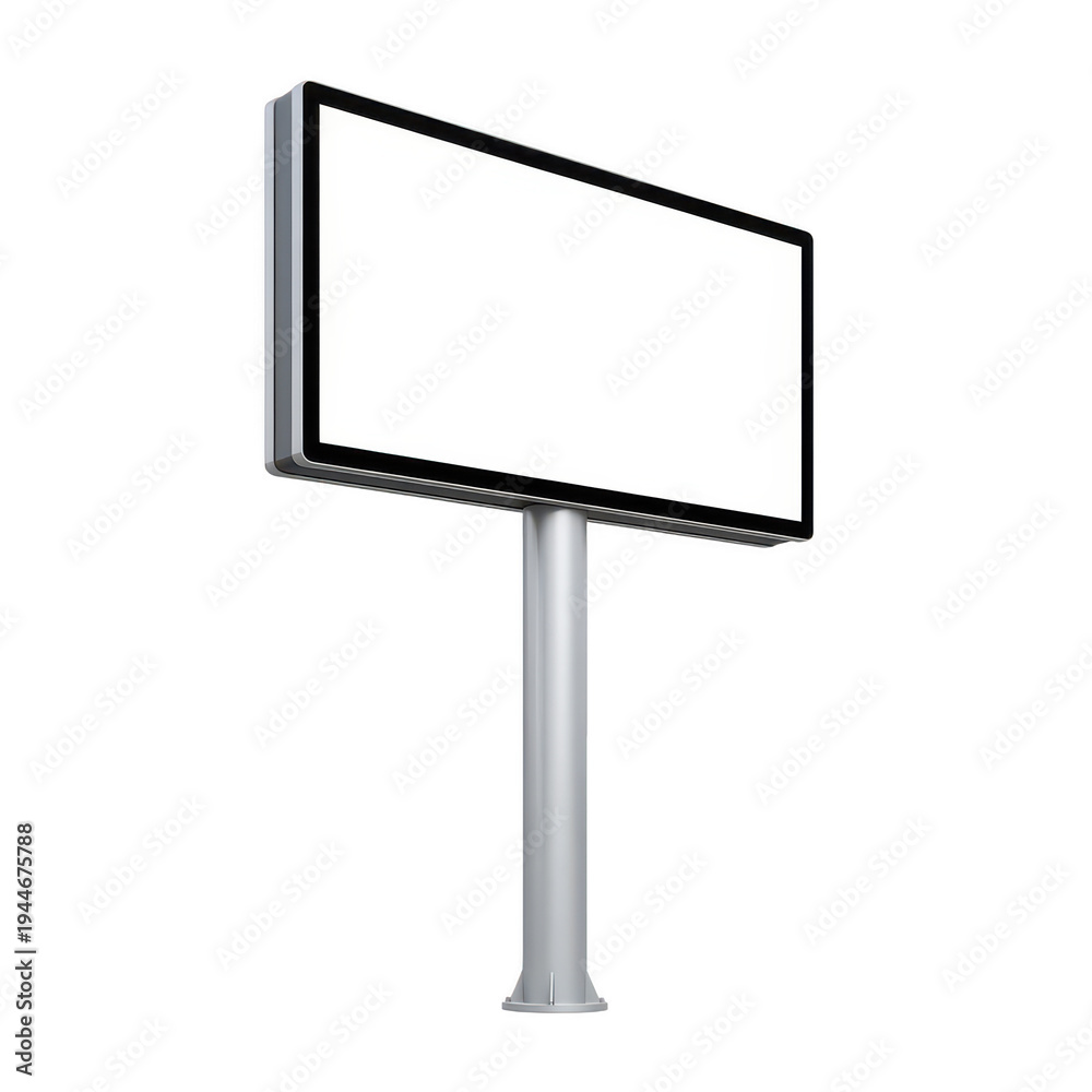 Fototapeta premium Modern billboard mounted on a tall metal pole for advertisement display