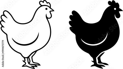 Chicken Icon Pair Vector
