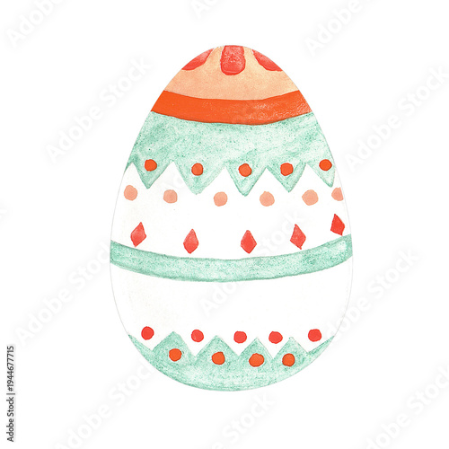 Easter Egg. watercolor illustration isolated on a white background. Suitable for printing on postcards, fabrics, stickers and scrapbooking