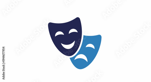 Comedy Tragedy Theatrical Masks Icon Symbolizing Duality 