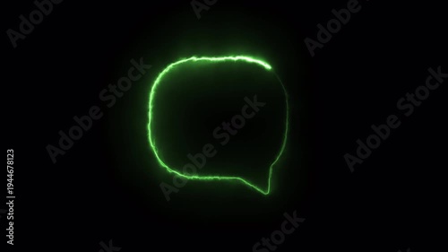 Video. Glowing neon message box icon, animation, video notification. Animated notification sign symbol on a black background. Animation on black background 4K.