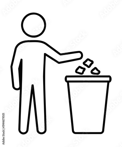 Illustration of Man throwing away trash